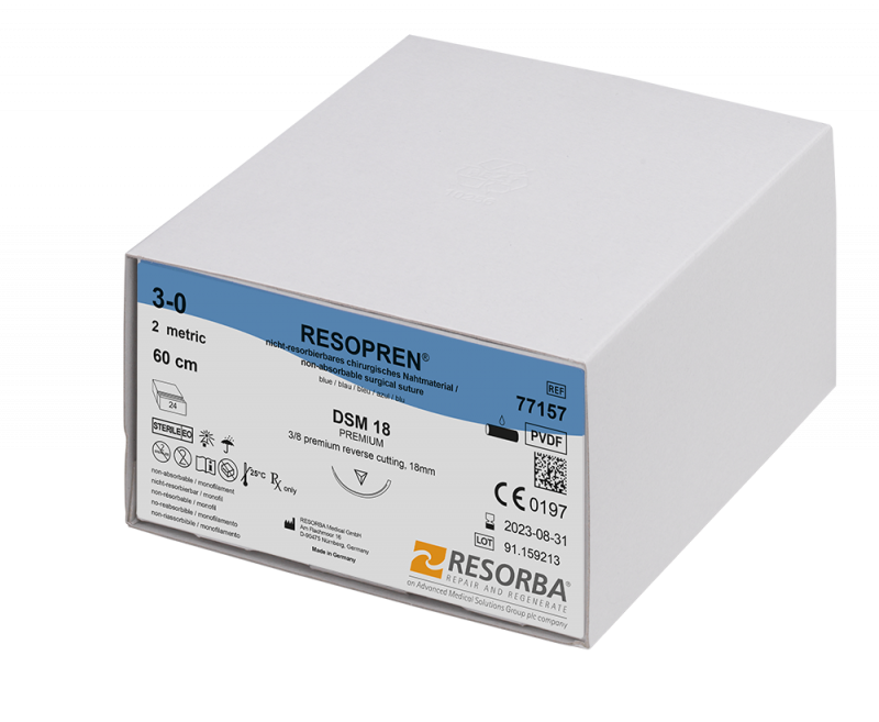 Šití Resorba Resopren DS16 EP1.0 USP5/0 45cm (modrý)