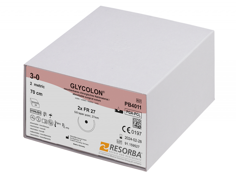 Šití Resorba Glycolon - HRT18 EP1,5 USP4/0 70cm (fialové)