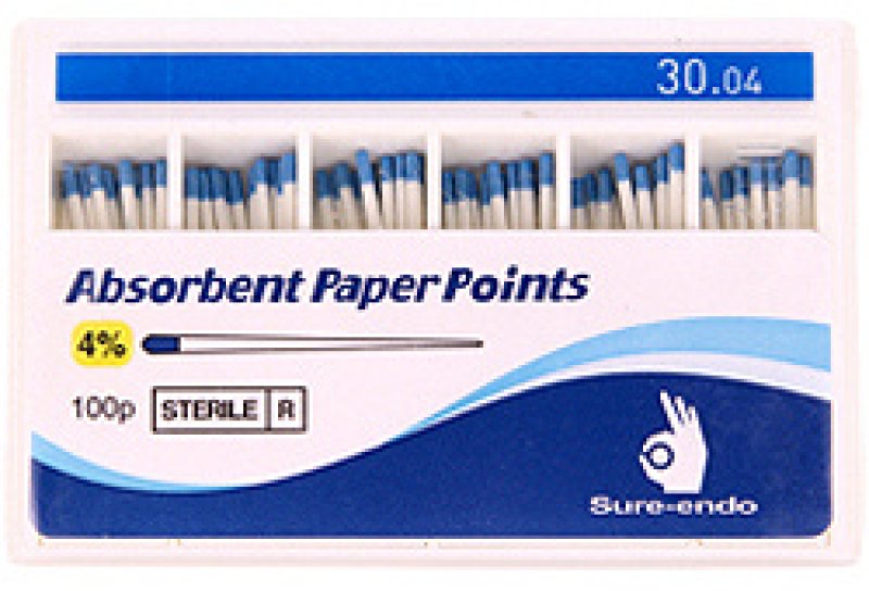 Papírové čepy Sure-Endo - 0,4%, 30mm (100ks/bal)