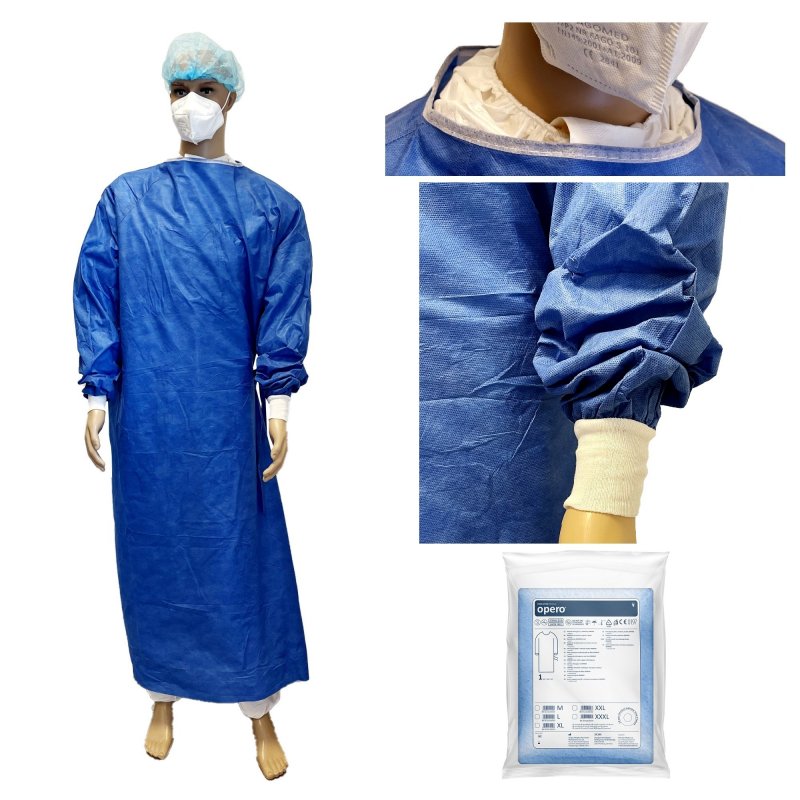 Jednorázový operační chirurgický plášť z netkané textilie SMMMS opero®, sterilní - L