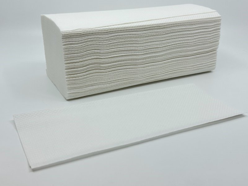 Papírové ručníky ZZ - bílé, dvouvrstvá celulóza, 25x20cm (150ks/bal)