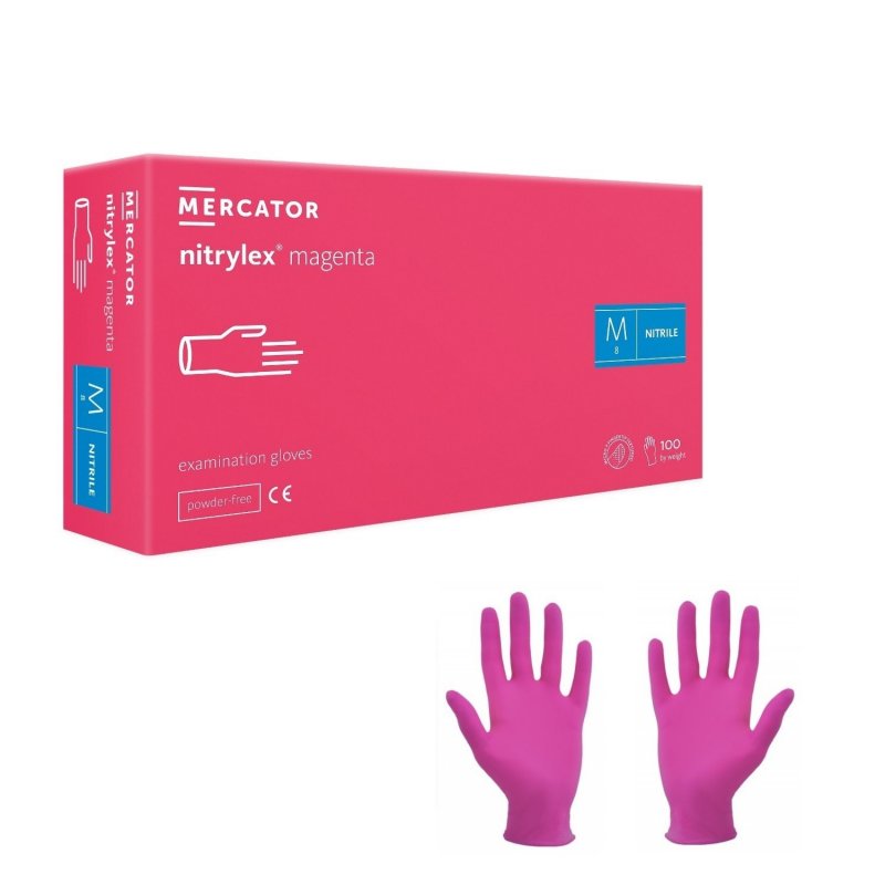 Jednorázové ochranné nitrilové rukavice nitrylex® magenta (100ks/balení)